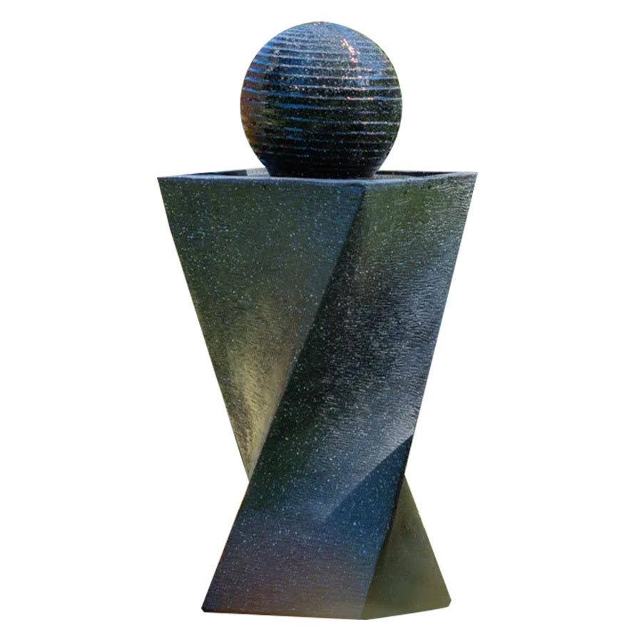 Contemporary Solar Water Feature with LED Lights & 5m Panel Cable, Black