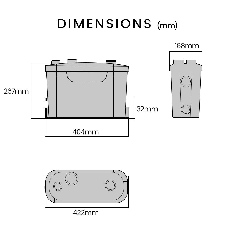 3-Inlet Grey Water Pump for Shower, Sink & Washing Machine (0.08m)