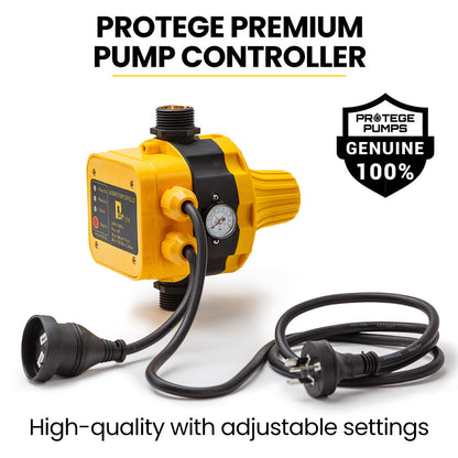 Automatic Water Pump Controller with LED Indicator and Pressure Gauge, 25mm Inlet/Outlet