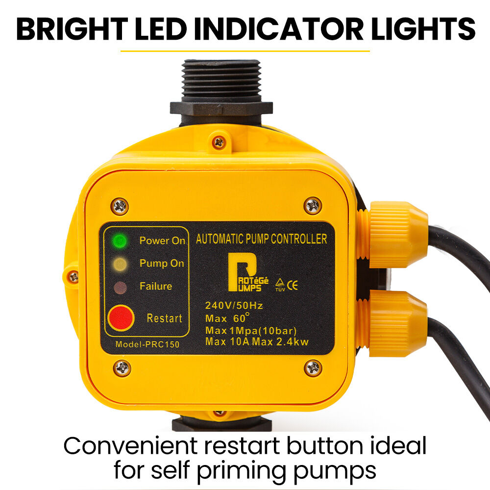 Automatic Water Pump Controller with LED Indicator and Pressure Gauge, 25mm Inlet/Outlet