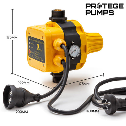 Automatic Water Pump Controller with LED Indicator and Pressure Gauge, 25mm Inlet/Outlet