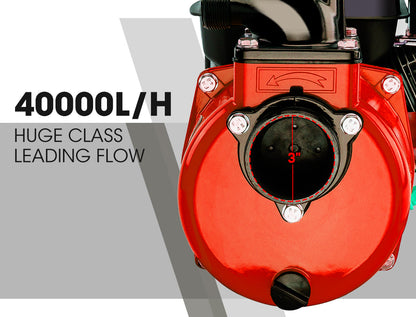8HP 0.08m High Flow Petrol Water Pump - 40,000L/hr, 60m Head, 3-Hour Run Time