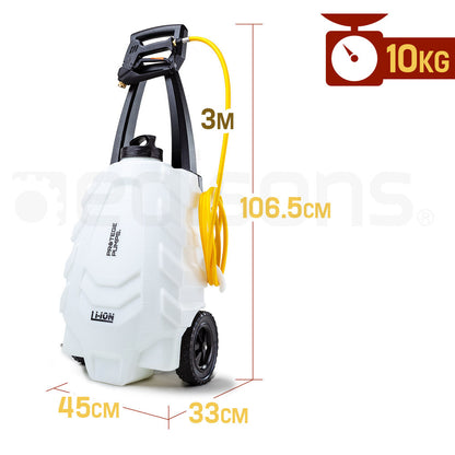 30L Garden Trolley Sprayer with 3m Hose and 18V Battery, 10kg, 0.2m Wheels