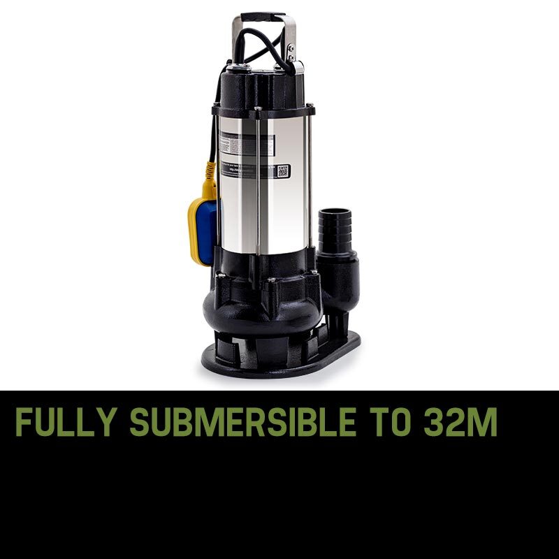 2250W Submersible Sewage Pump with 14m Head & 28,800 L/h Flow Rate