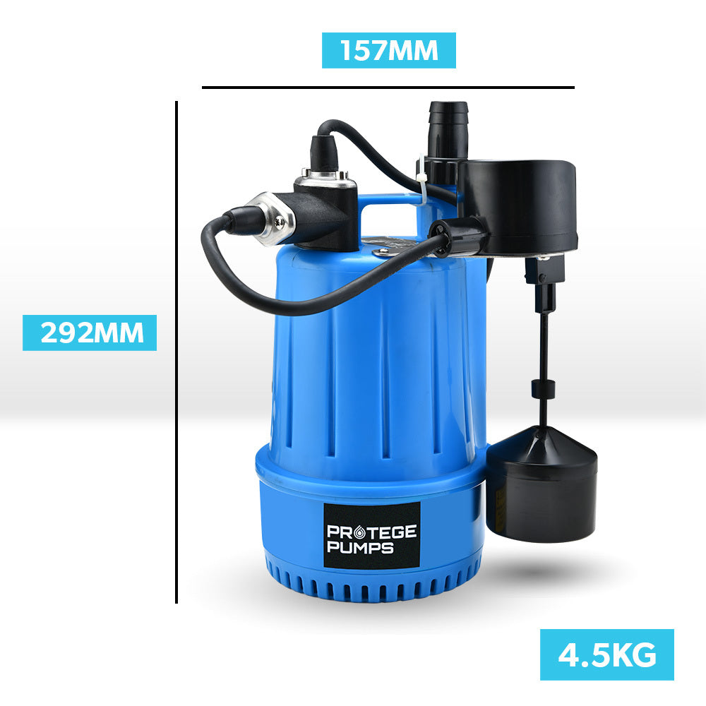 Compact Submersible Grey Water Pump with Vertical Float, 3m Depth Capacity