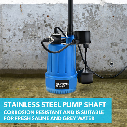 Compact Submersible Grey Water Pump with Vertical Float, 3m Depth Capacity