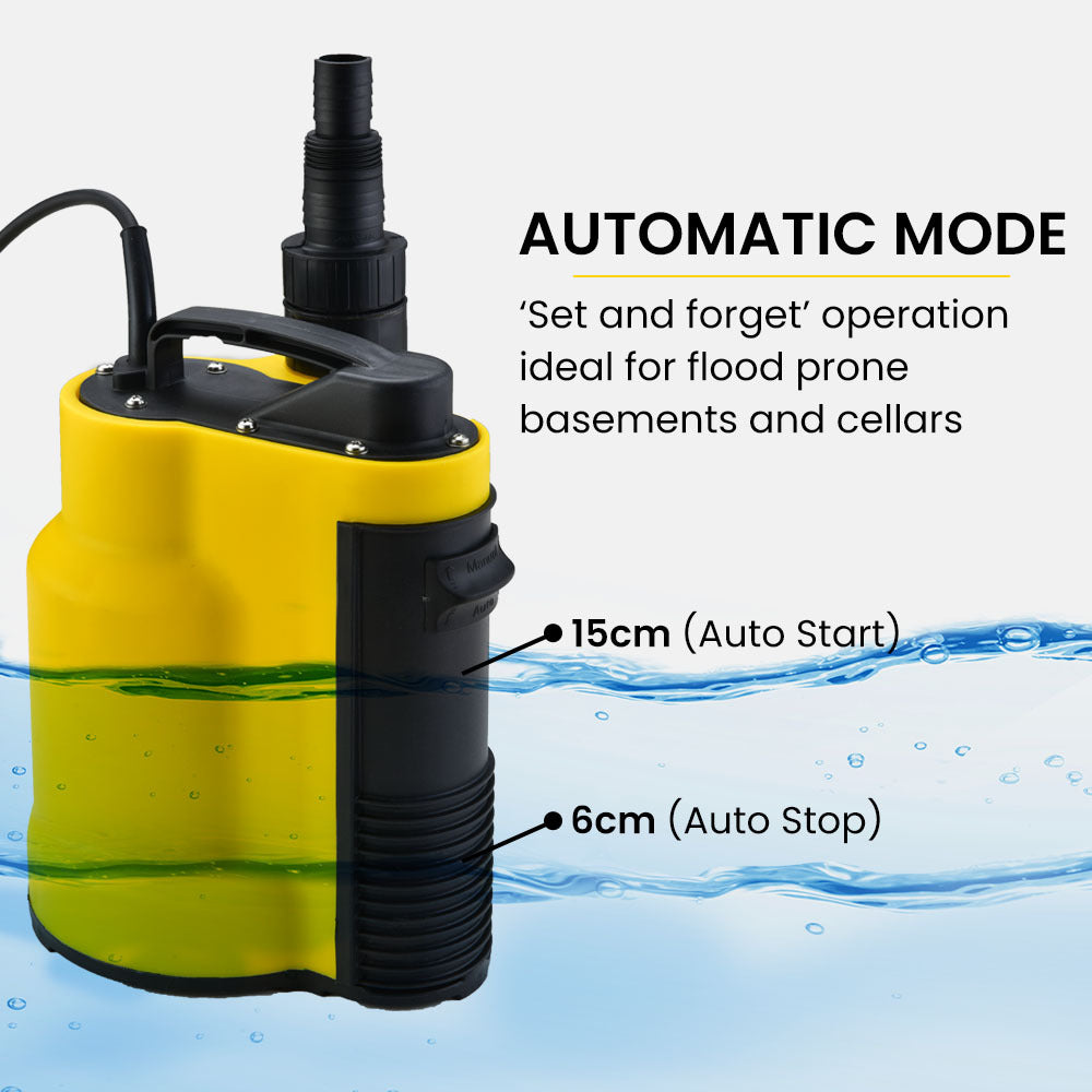 Compact Submersible Sump Pump with Float Switch, 7m Head, 7000 L/H Output