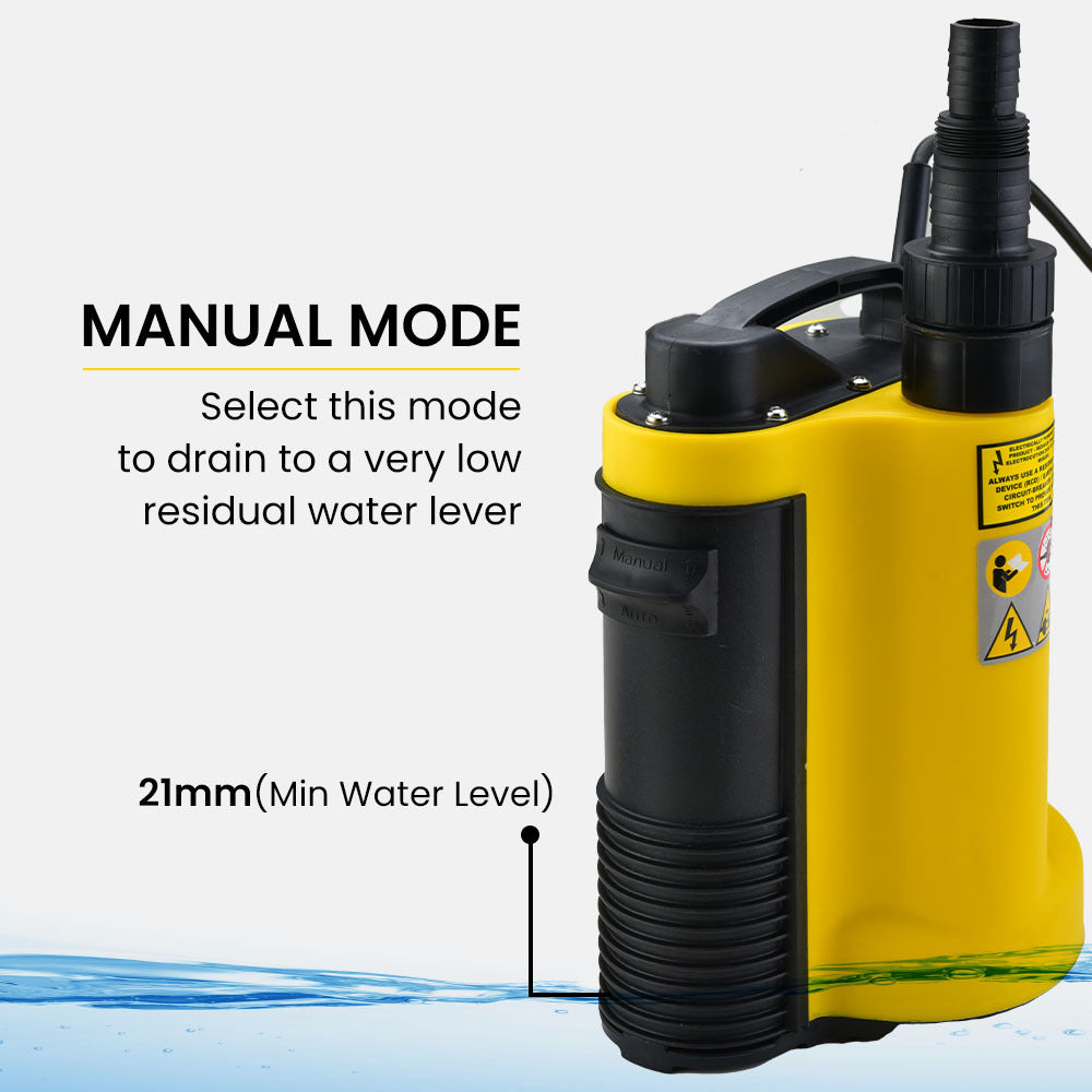 Compact Submersible Sump Pump, 750W, 13,000 L/H, 8.5m Head, Float Switch