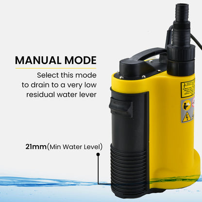 Compact Submersible Sump Pump, 750W, 13,000 L/H, 8.5m Head, Float Switch
