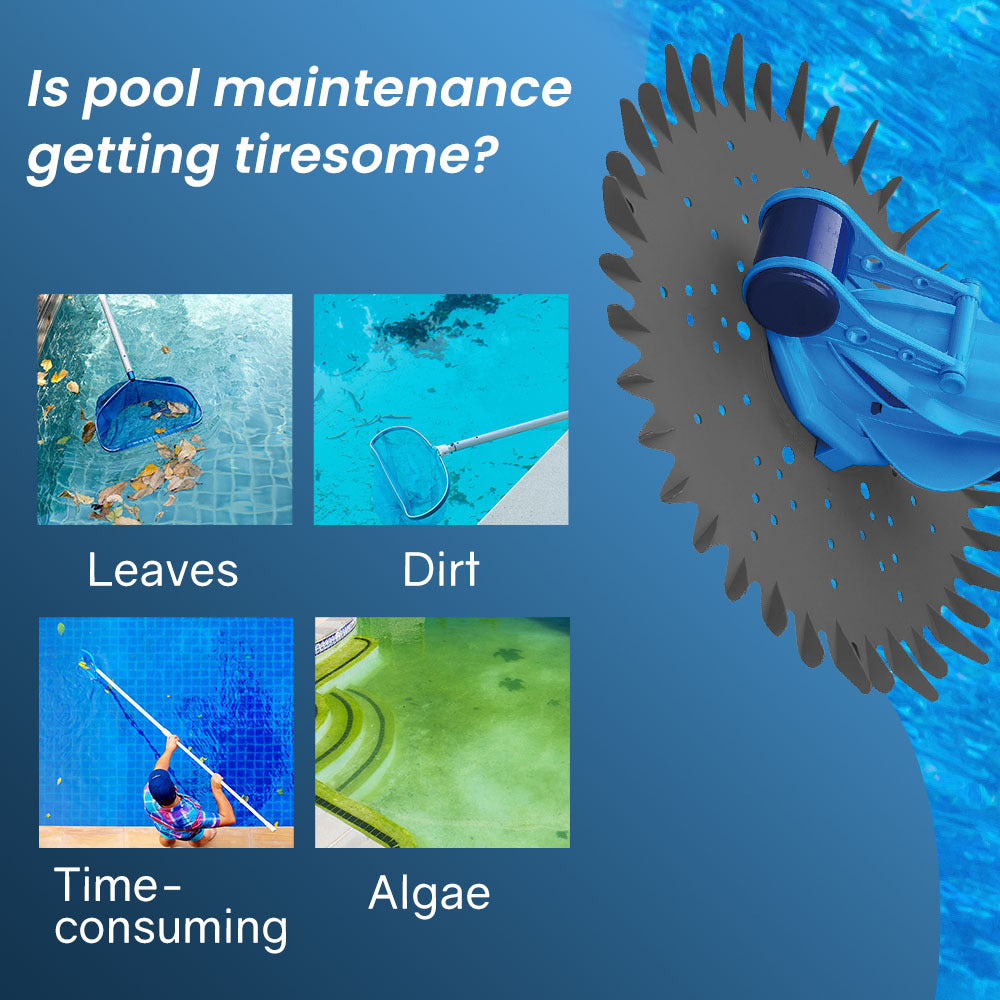 Automatic Pool Cleaner with 10m Hose for Floor & Walls - Quiet & Efficient