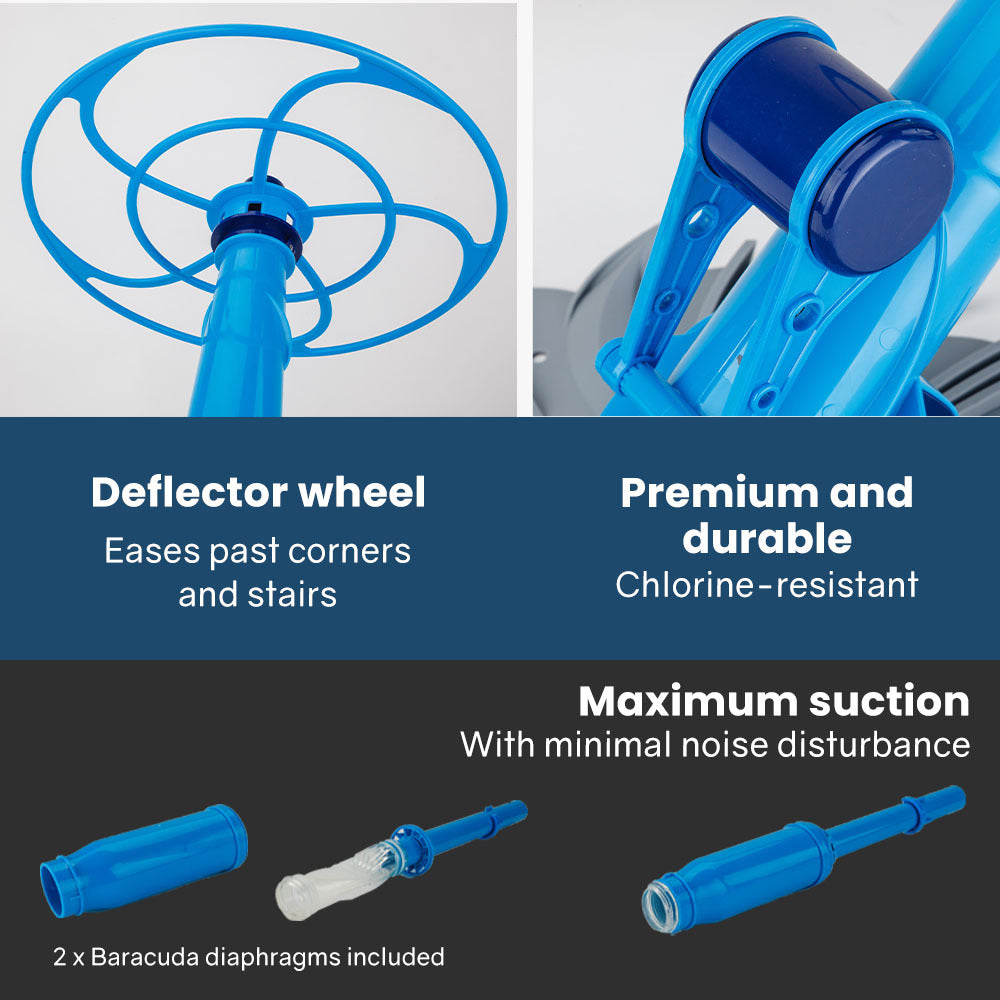 Automatic Pool Cleaner with 10m Hose for Floor & Walls - Quiet & Efficient