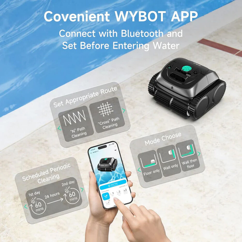 C1 Cordless Robotic Pool Cleaner, with APP Control, Auto Vacuum Robot, Wall & Waterline Cleaning, Above Ground Inground up to 150sqm