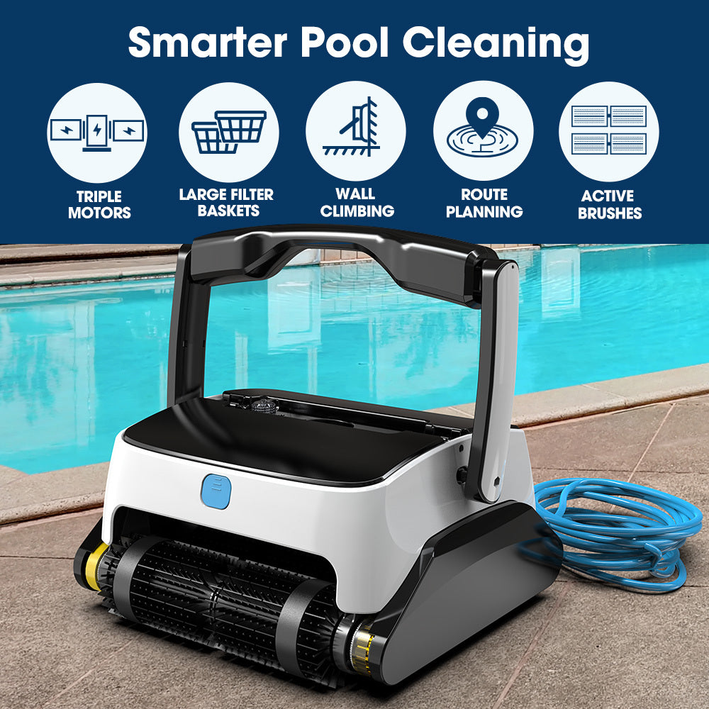 Robotic Pool Cleaner with Triple Motors, 15m Reach & Advanced Navigation