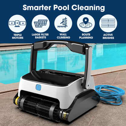 Robotic Pool Cleaner with Triple Motors, 15m Reach & Advanced Navigation