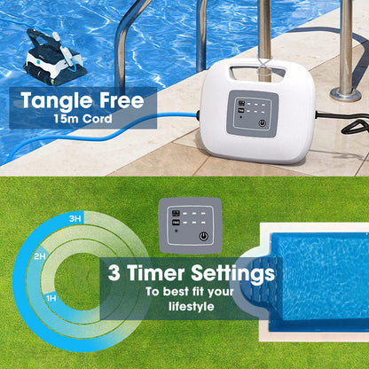Robotic Pool Cleaner with Triple Motors, 15m Reach & Advanced Navigation