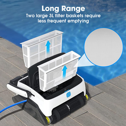 Robotic Pool Cleaner with Triple Motors, 15m Reach & Advanced Navigation