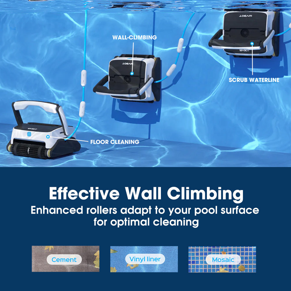 Robotic Pool Cleaner with Triple Motors, 15m Reach & Advanced Navigation