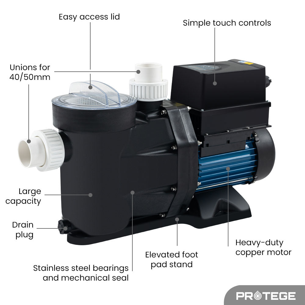Variable Speed Pool & Spa Pump, 1.0HP, 3 Speed, Quiet & Economical, 1 Meter