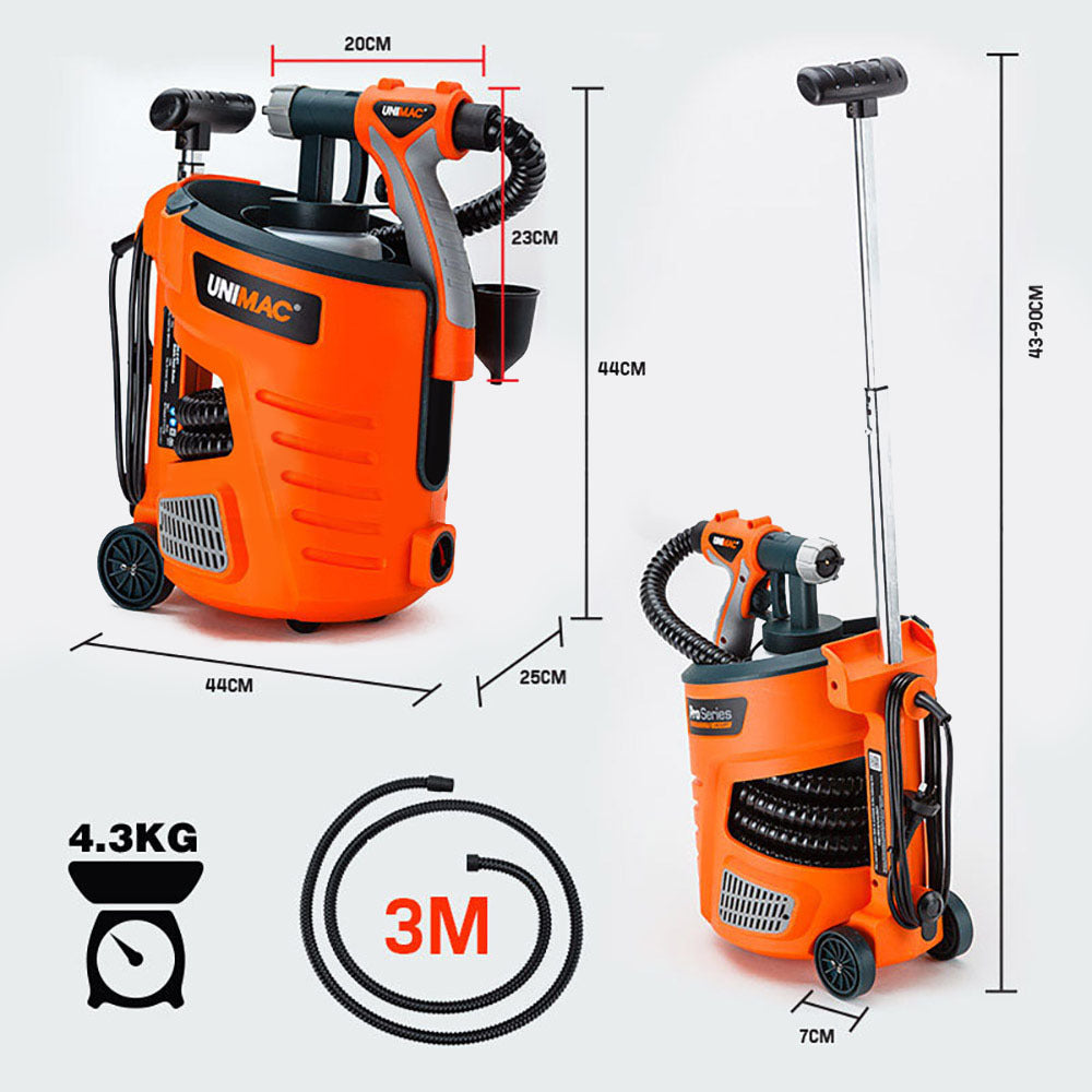 740W Electric Paint Sprayer with 3m Hose and Trolley Handle for DIY Projects