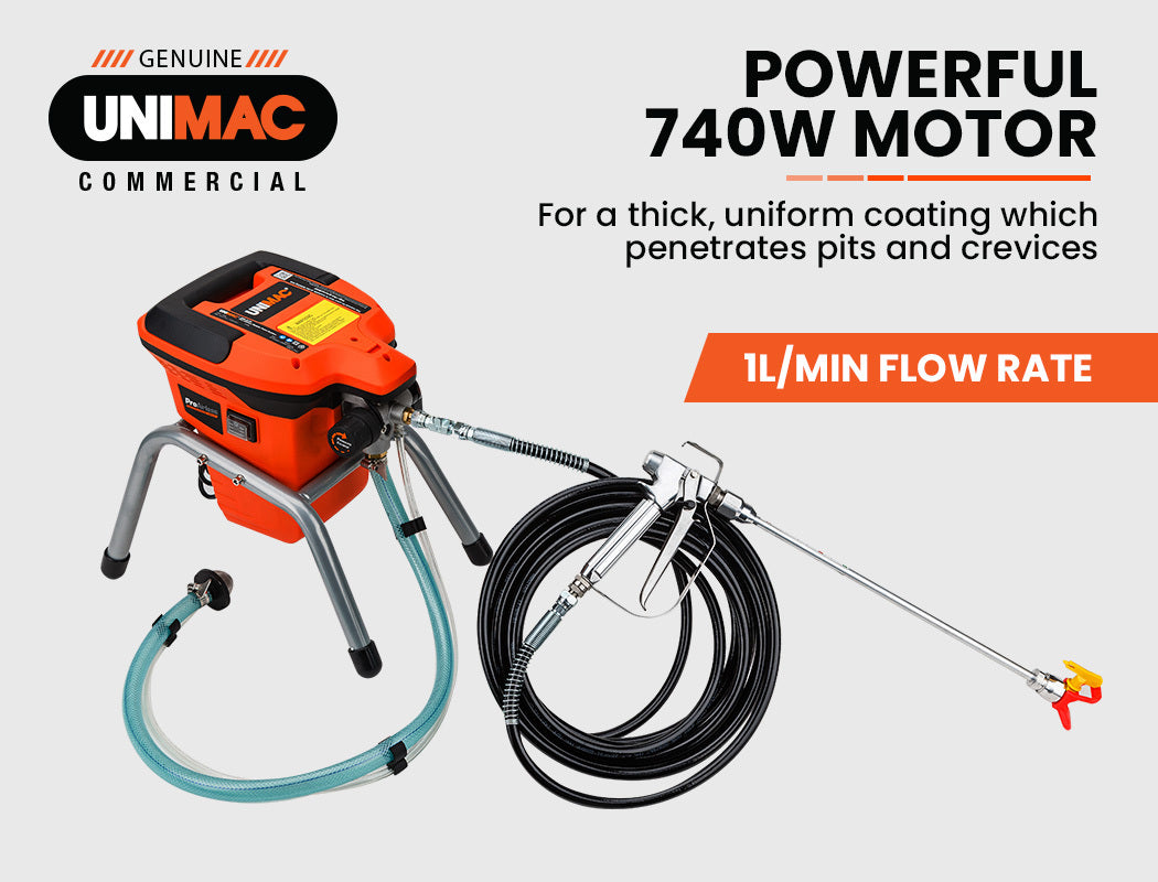 740W Electric Airless Paint Sprayer Gun with 7.5m Hose and Nozzle Extension