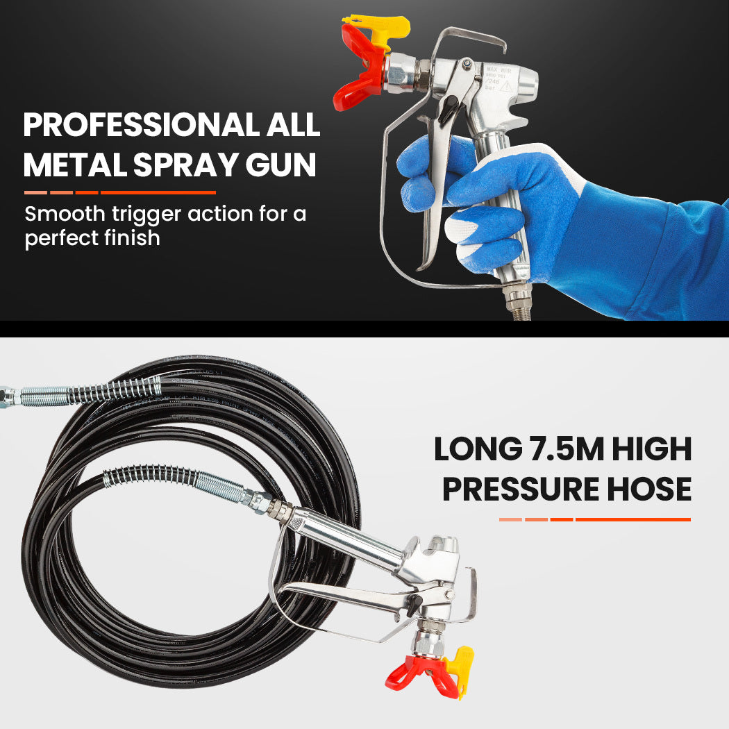 740W Electric Airless Paint Sprayer Gun with 7.5m Hose and Nozzle Extension