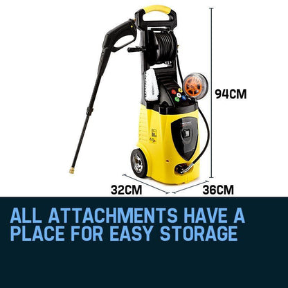 Electric Pressure Washer 3500PSI with 0.1m Hose Reel, Turbo Wand & Brushes