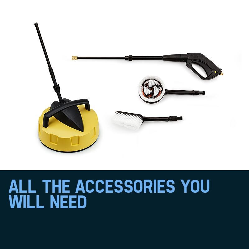 Electric Pressure Washer 3500PSI with 0.1m Hose Reel, Turbo Wand & Brushes