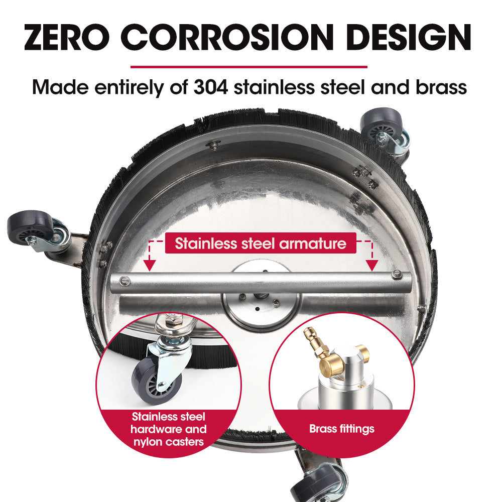 Stainless Steel 0.38m Pressure Washer Surface Cleaner for Driveways & Patios