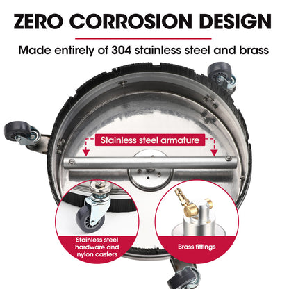 Stainless Steel 0.38m Pressure Washer Surface Cleaner for Driveways & Patios