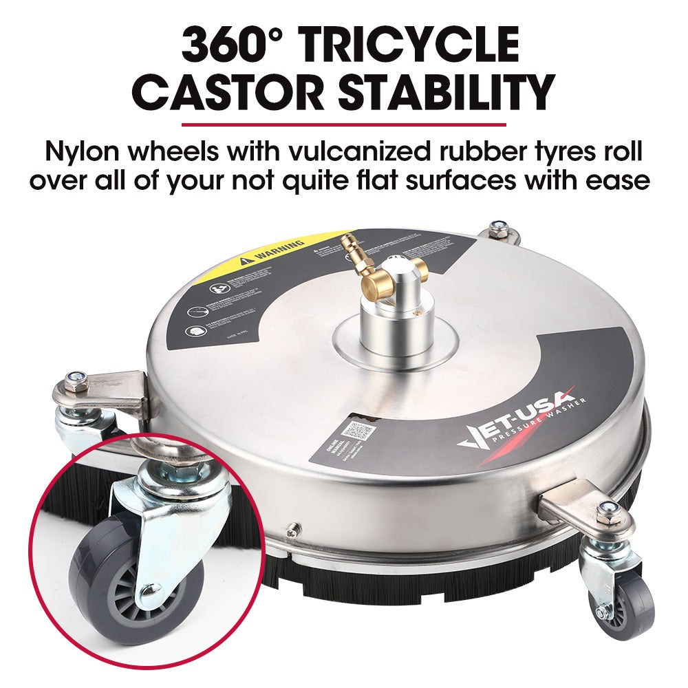 Stainless Steel 0.38m Pressure Washer Surface Cleaner for Driveways & Patios