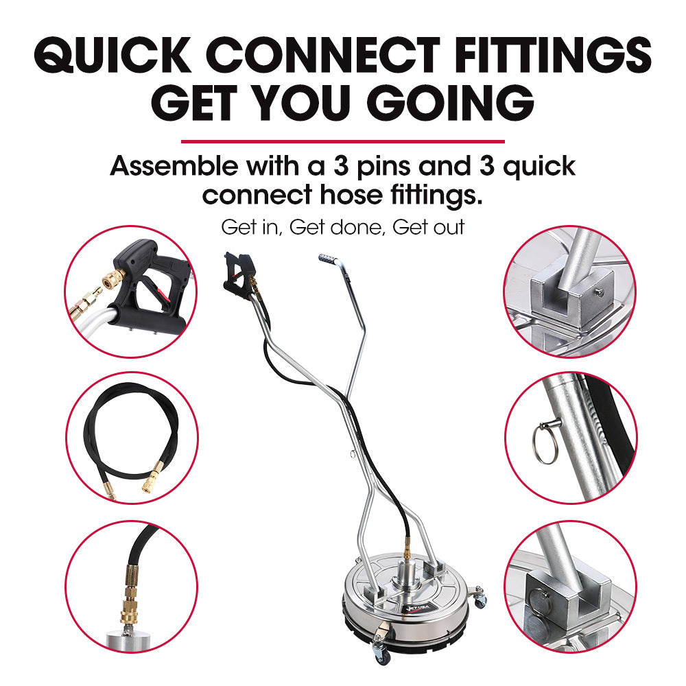 Stainless Steel Pressure Washer Surface Cleaner, 46cm, 3/8" Fitting, 4000 PSI