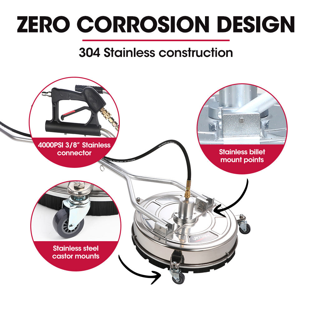 21 Meter Pressure Washer Surface Cleaner with Stainless Steel Body
