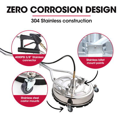 21 Meter Pressure Washer Surface Cleaner with Stainless Steel Body
