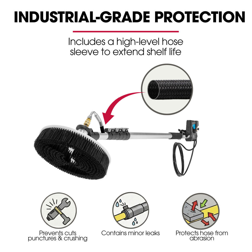 5.5m Telescopic Rotary Surface Cleaner Brush, for Solar Panels, Walls, Windows, M22 Pressure Washer Connection