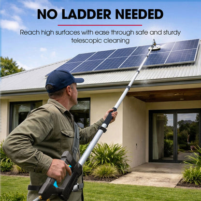 5.5m Telescopic Rotary Surface Cleaner Brush, for Solar Panels, Walls, Windows, M22 Pressure Washer Connection