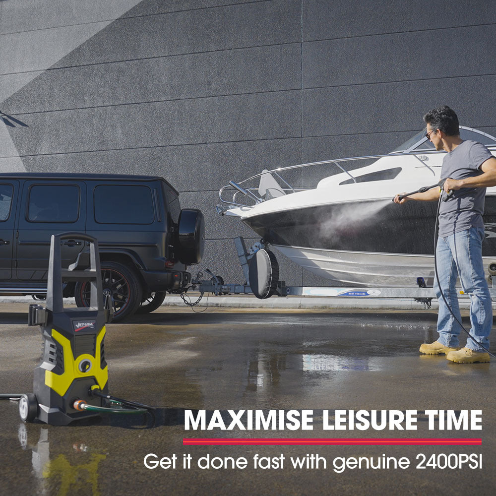 2400 PSI Electric Pressure Washer with 5m Hose, 3 Nozzles, and Detergent Bottle