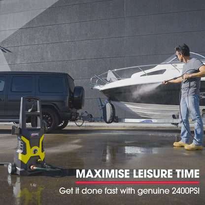 2400 PSI Electric Pressure Washer with 5m Hose, 3 Nozzles, and Detergent Bottle