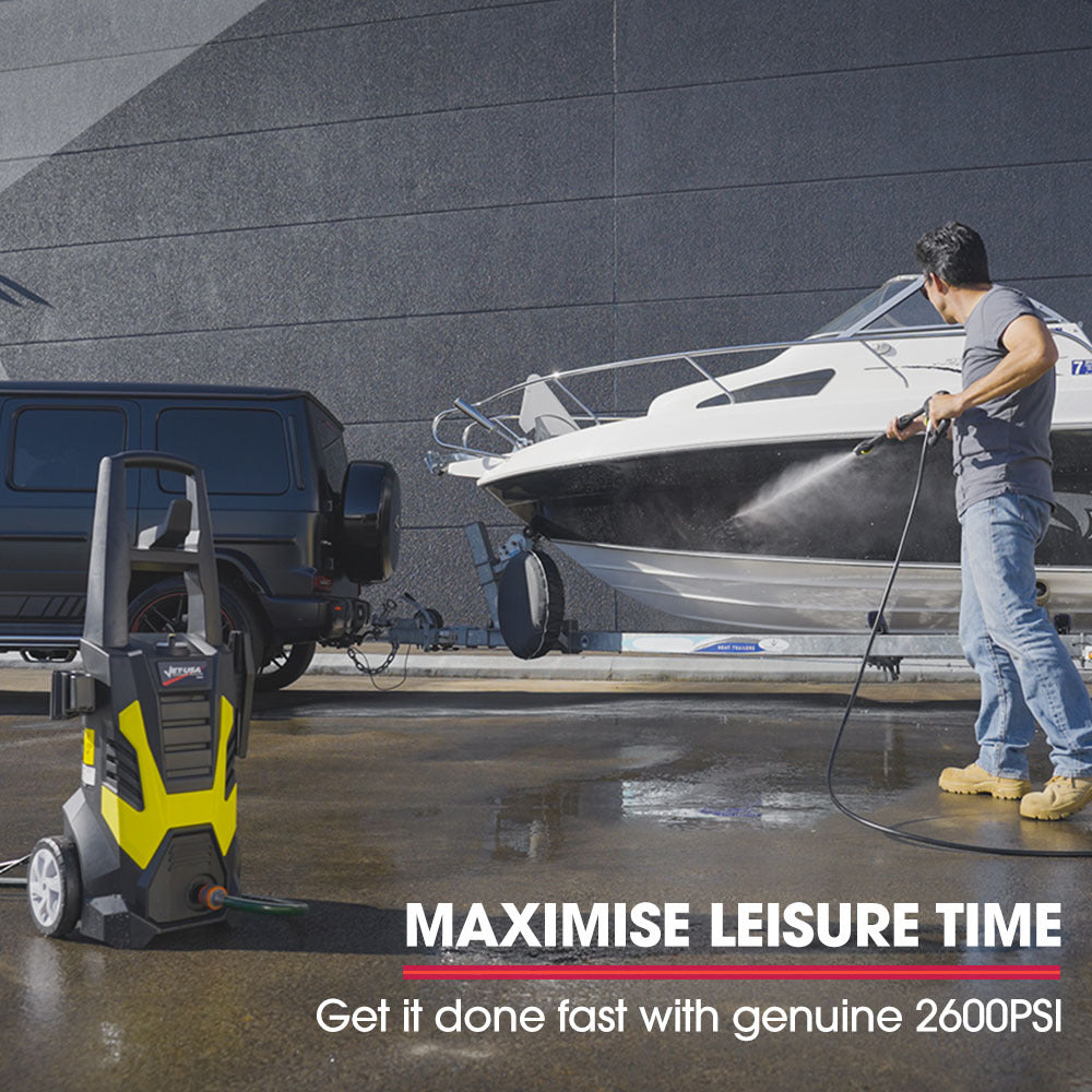 Electric Pressure Washer 2600 PSI, 2 Nozzles, Brush & Deck Cleaner, Detergent