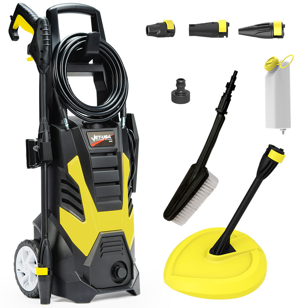 Electric Pressure Washer 2600 PSI, 2 Nozzles, Brush & Deck Cleaner, Detergent
