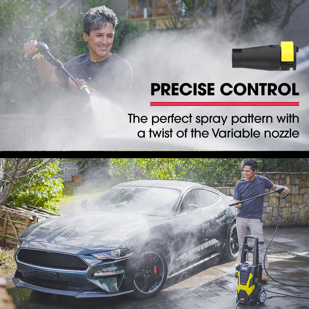 Electric Pressure Washer 2600 PSI, 2 Nozzles, Brush & Deck Cleaner, Detergent