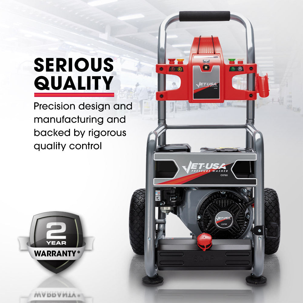 Petrol Pressure Washer with 0.76m Hose & Drain Cleaner, 7HP Engine, 30m Reach