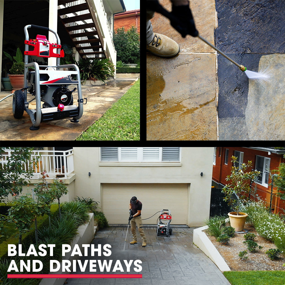 Petrol Pressure Washer with 0.76m Hose & Drain Cleaner, 7HP Engine, 30m Reach