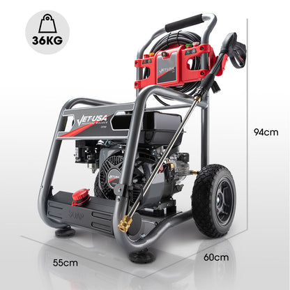 Petrol Pressure Washer with 0.76m Hose & Drain Cleaner, 7HP Engine, 30m Reach