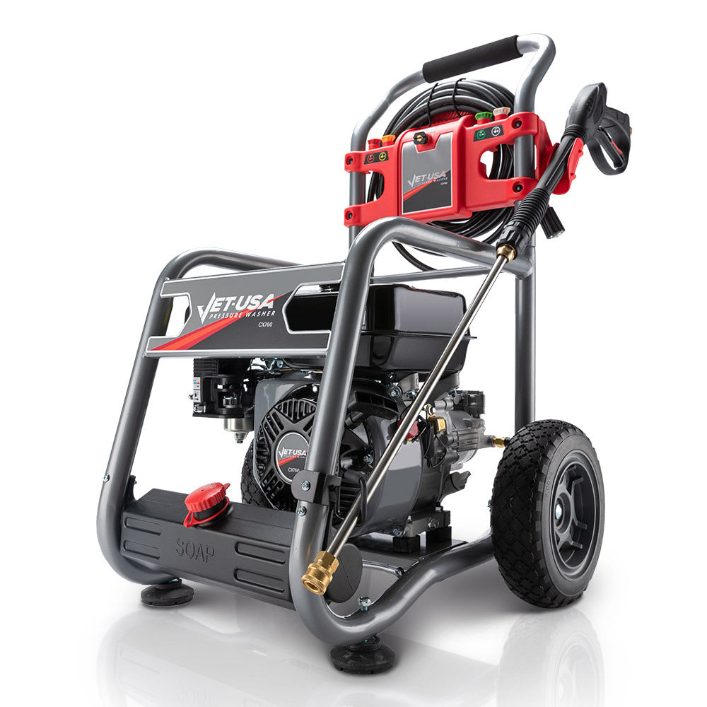 Petrol Power Washer 4800 PSI with 5 Nozzles, 7HP Engine, 0.25m Wheels