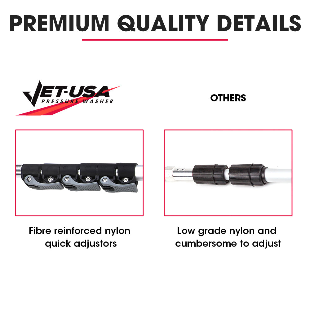 Telescopic Pressure Washer Wand Extension, 5.5m Reach, 4000 PSI, Quick Connect