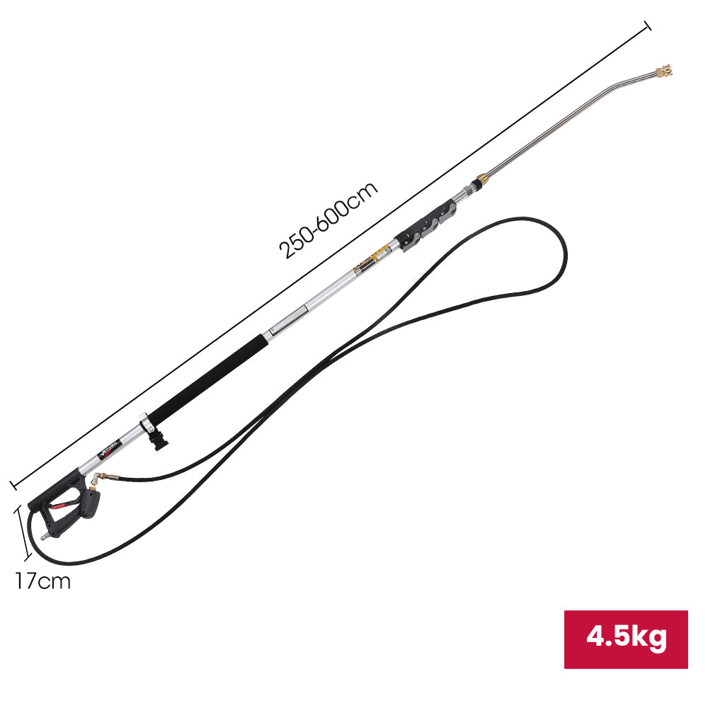 Telescopic Pressure Washer Wand Extension, 5.5m Reach, 4000 PSI, Quick Connect