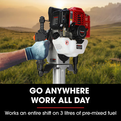 52cc 2-Stroke Petrol Post Driver with 2 Sockets, 1800BPM & 55J Impact Energy