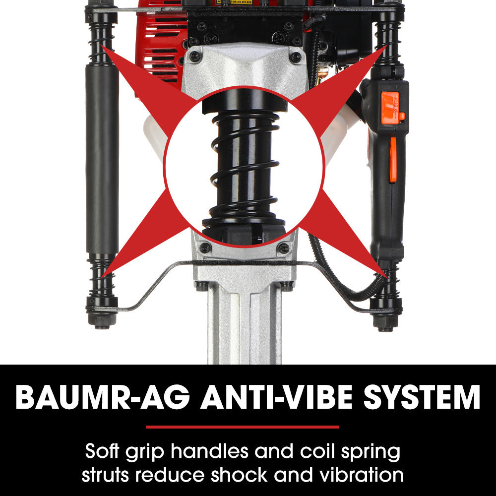 52cc 2-Stroke Petrol Post Driver with 2 Sockets, 1800BPM & 55J Impact Energy