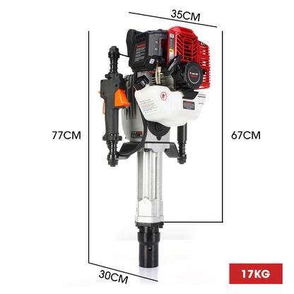 52cc 2-Stroke Petrol Post Driver with 2 Sockets, 1800BPM & 55J Impact Energy