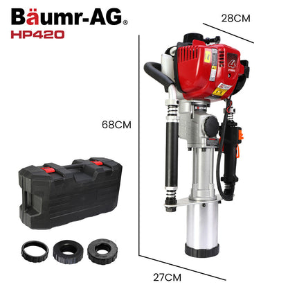 Petrol Post Driver with 4-Stroke Engine, Carry Case & 3 Sleeves, 38cc, 0.97m